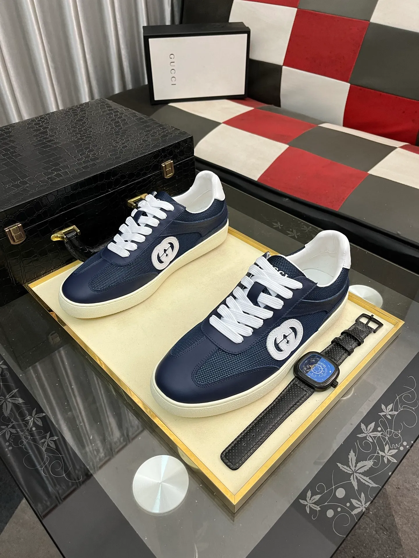Men's shoes 💰400⌚️⌚️《GUCCI》The latest hot-selling casual shoes, top brand [seduce] luxury~purchase, top~quality. Products sold at the counter [strong] Original embossed calfskin fabric ➕ Comfortable sheepskin lining, code number: 38-443️⃣colors available